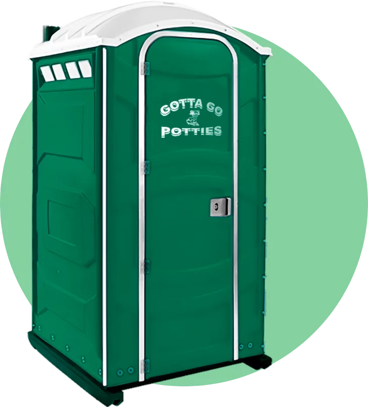 a green porta potty unit from Gotta Go Potties